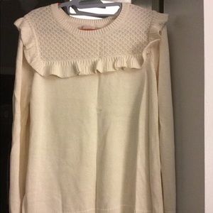 LOFT Ruffle Cream Sweater